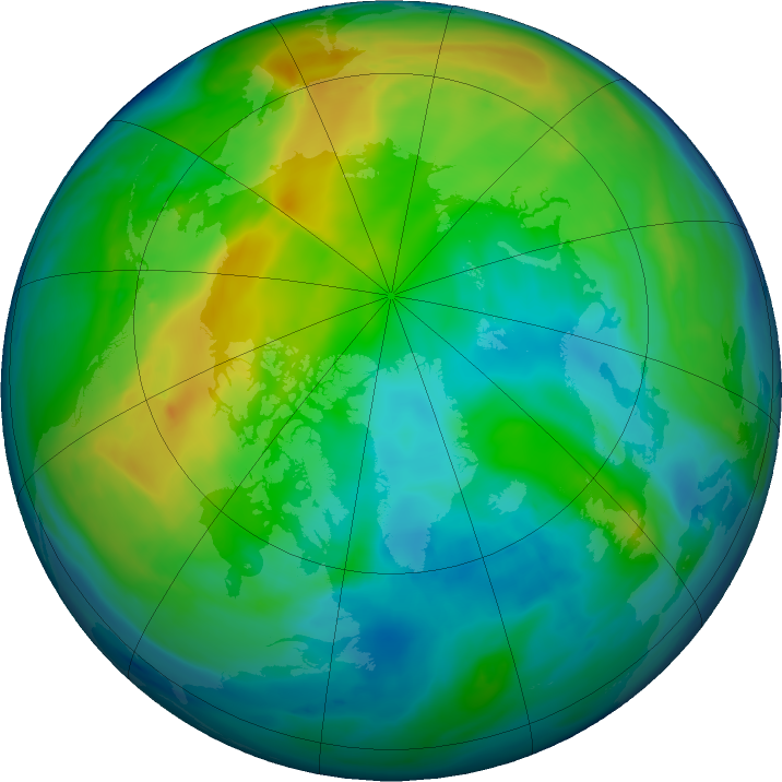Arctic ozone map for 28 November 2022